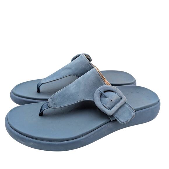 Vionic Activate RX Suede Buckle T-Strap Sandals Women's Blue Size US9.5 EU40.5 - Picture 1 of 13